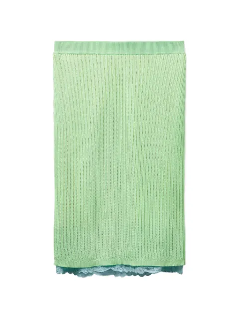 Versace lace-trim viscose-blend ribbed knit midi skirt