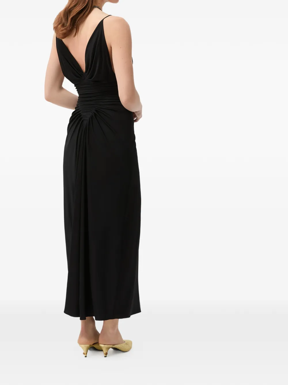 Versace Viscose jersey gedrapeerde avondjurk Zwart