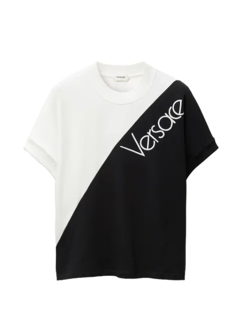 Versace t-shirt slim en jersey de coton stretch avec logo brodé