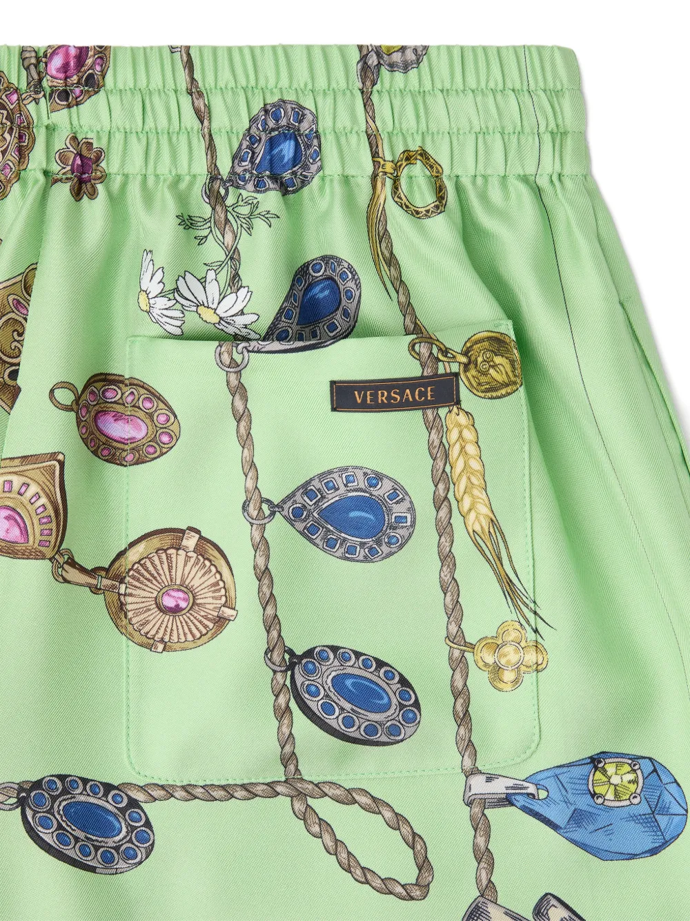 Versace Shorts met trekkoord en print Groen