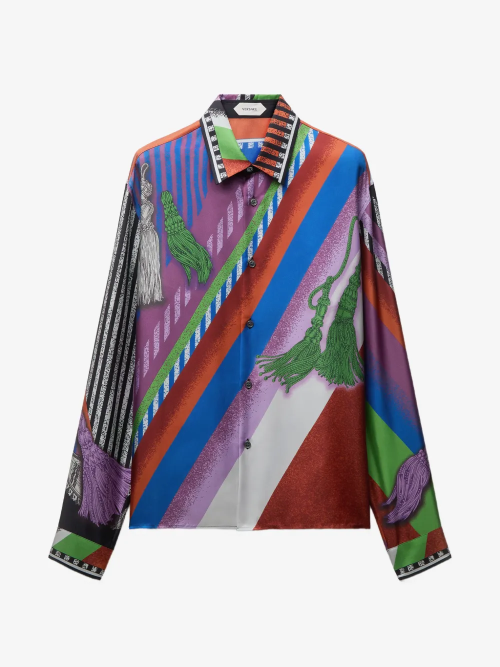 Versace Formula 6 print silk shirt | Blue | Image 1