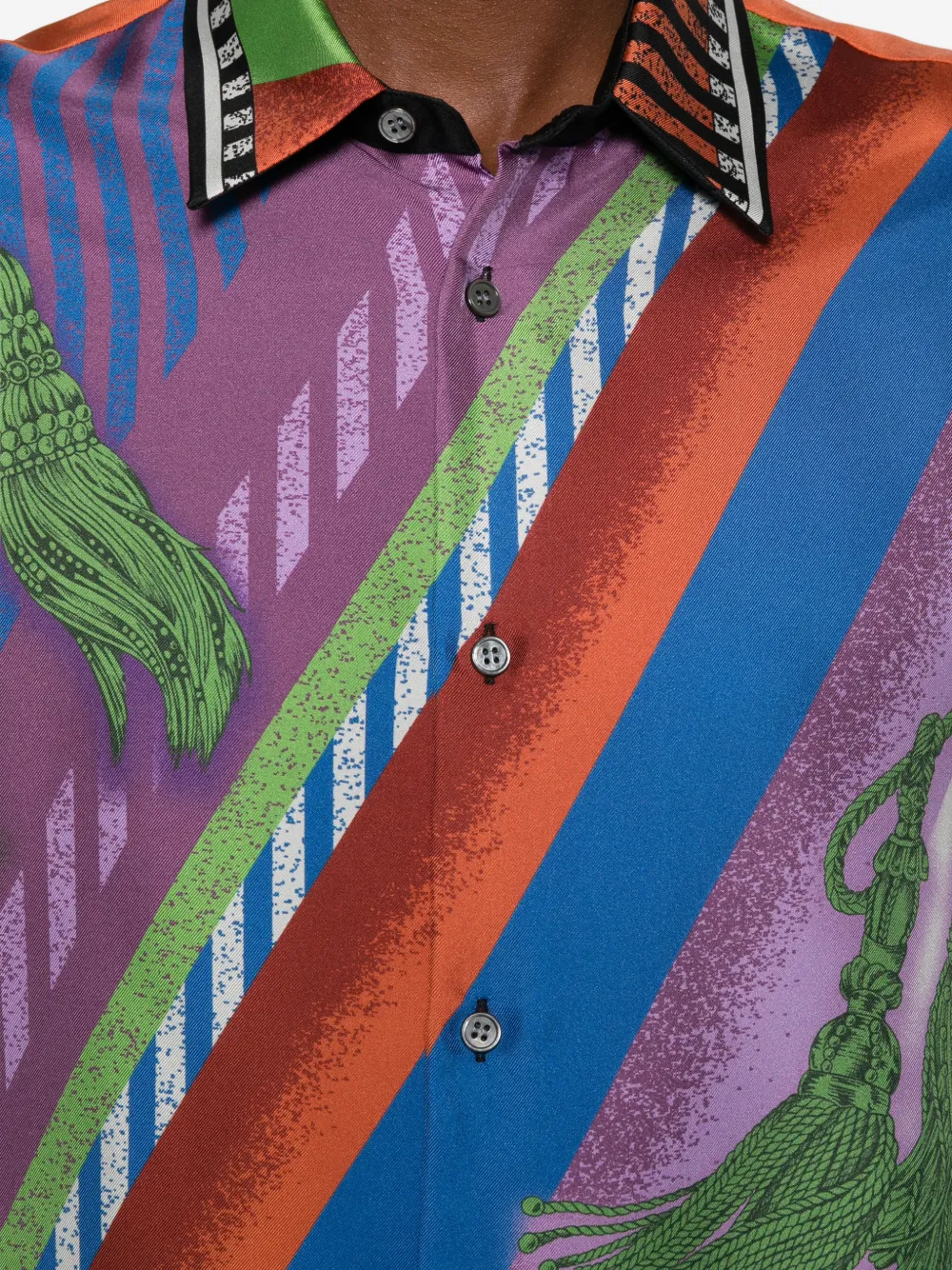 Versace Zijden twill overhemd met print Blauw