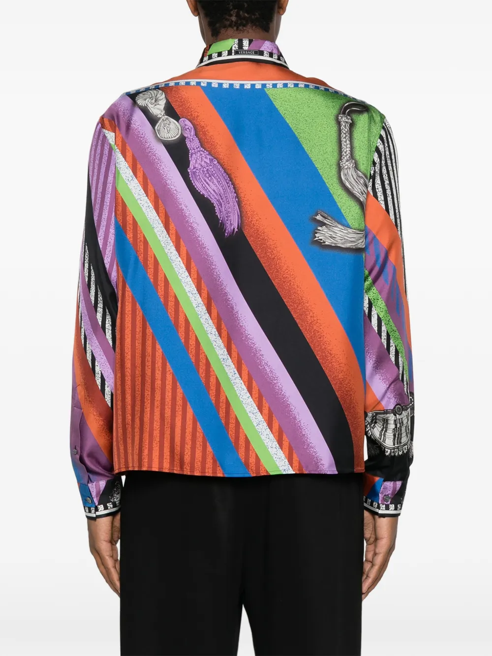 Versace Zijden twill overhemd met print Blauw