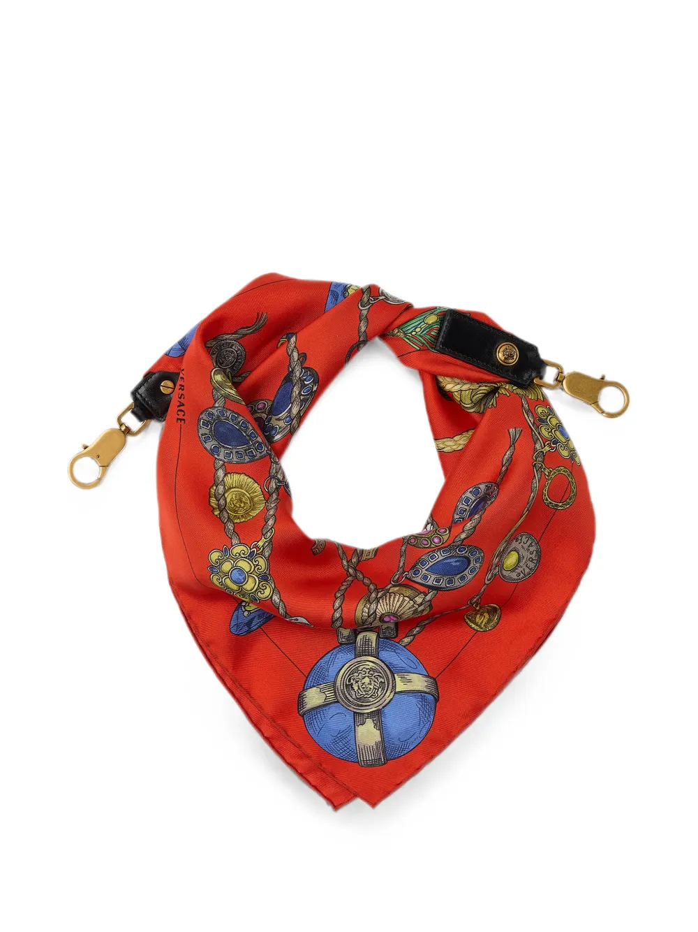 Versace Zijden sjaalbedel met Broken Jewels-print Rood