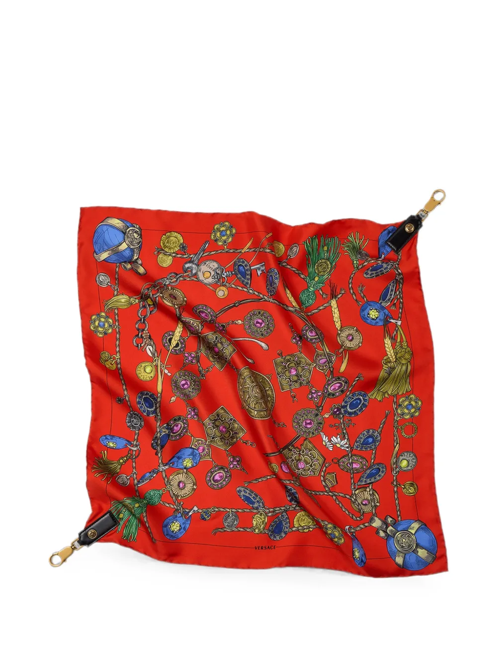 Versace printed silk scarf charm 55 cm - Rosso