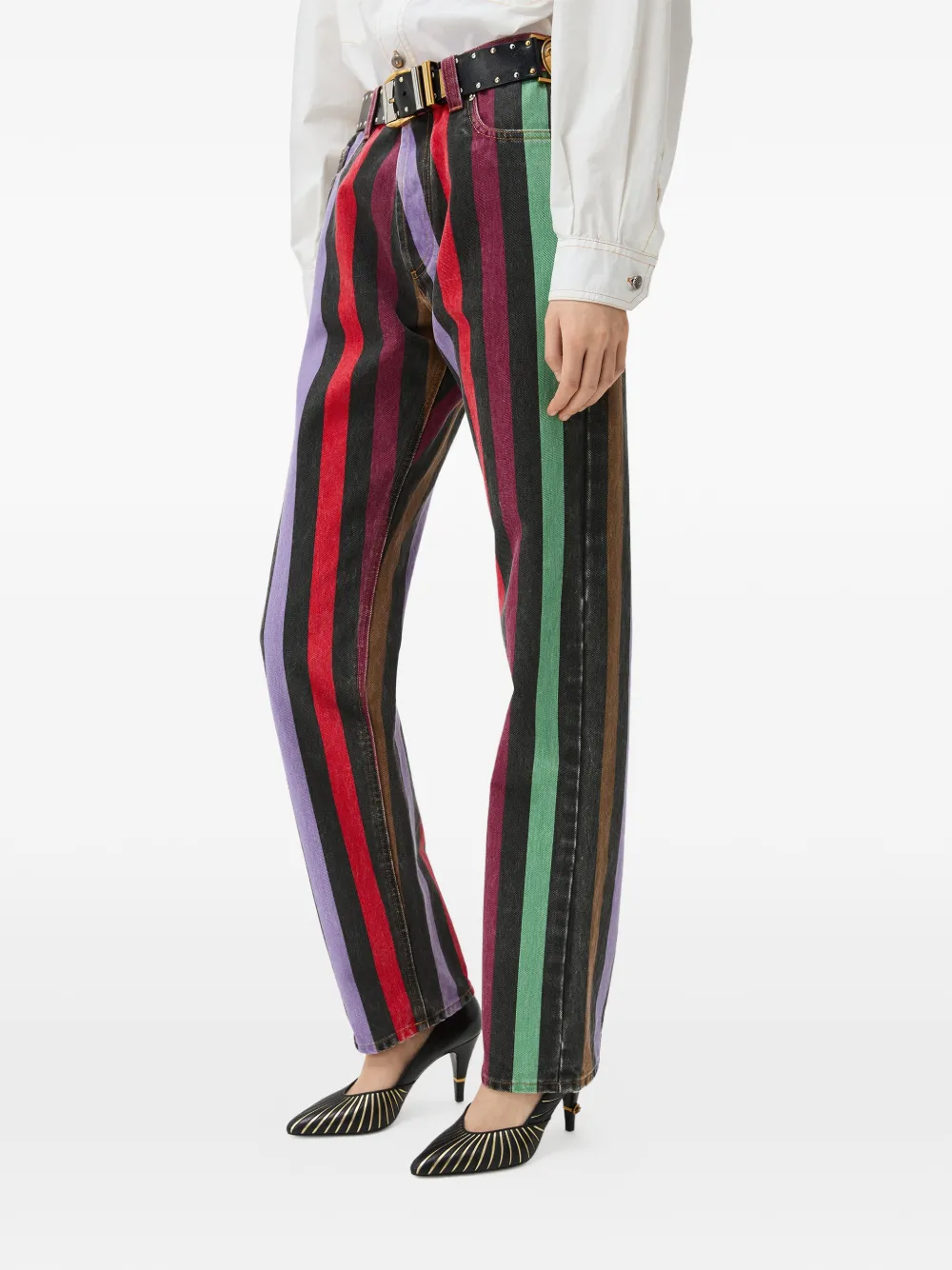Versace Gestreepte straight jeans Blauw