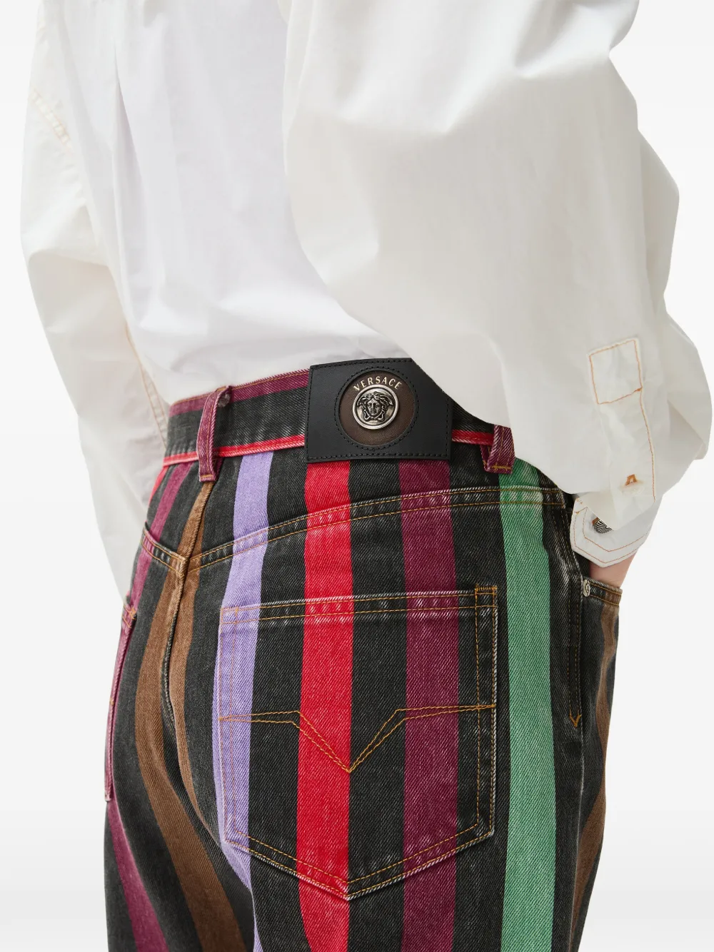 Versace Gestreepte straight jeans Blauw