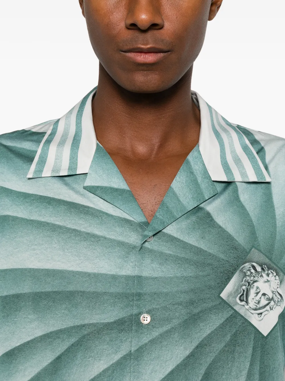 Versace Gestreept katoenen-popeline overhemd Blauw