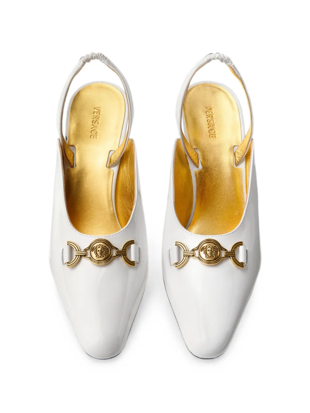 Versace Marisa lakleren slingback pumps 90 mm Wit