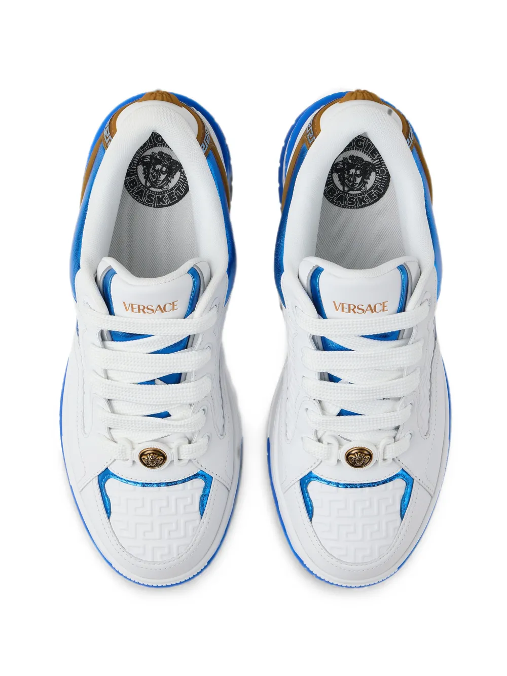 Versace Biggie Basket leren sneakers Wit