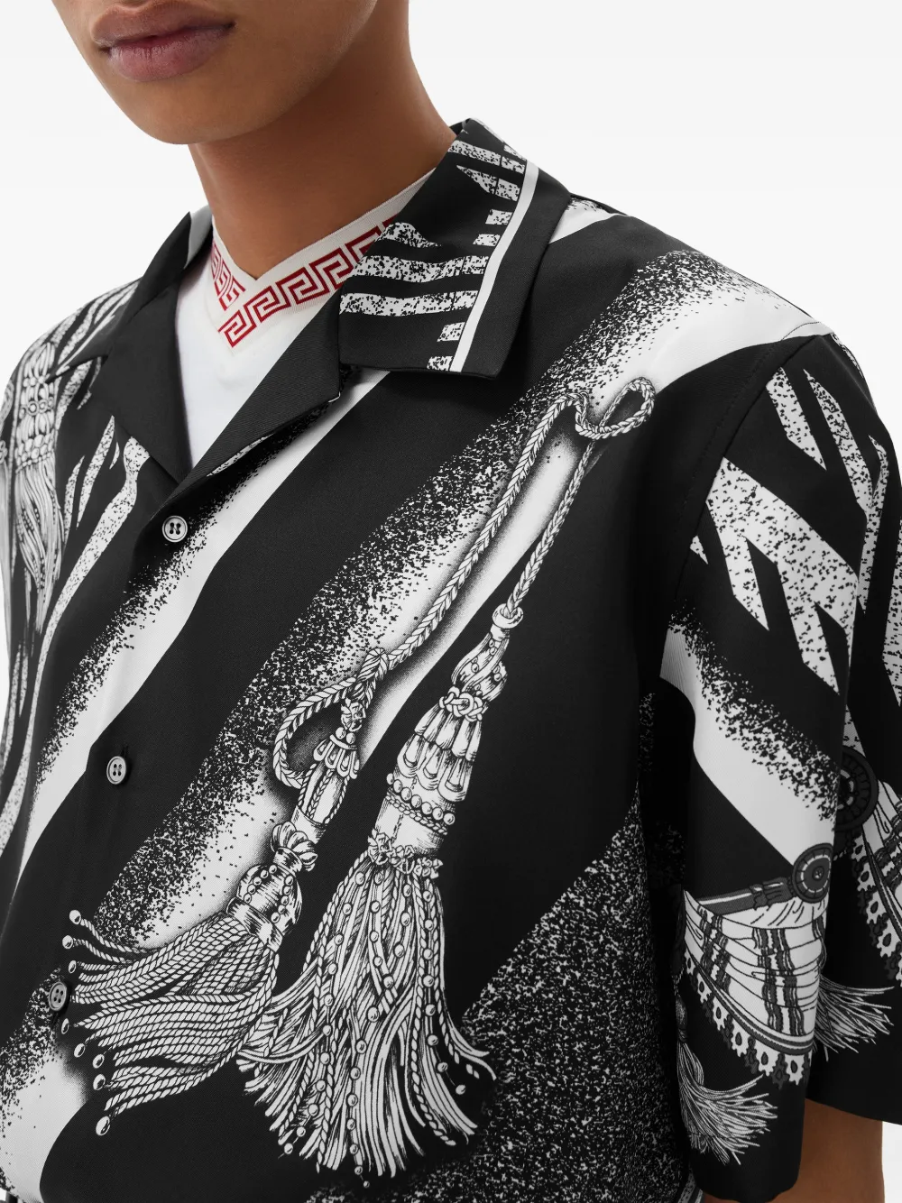 Versace Zijden twill blouse met print Zwart