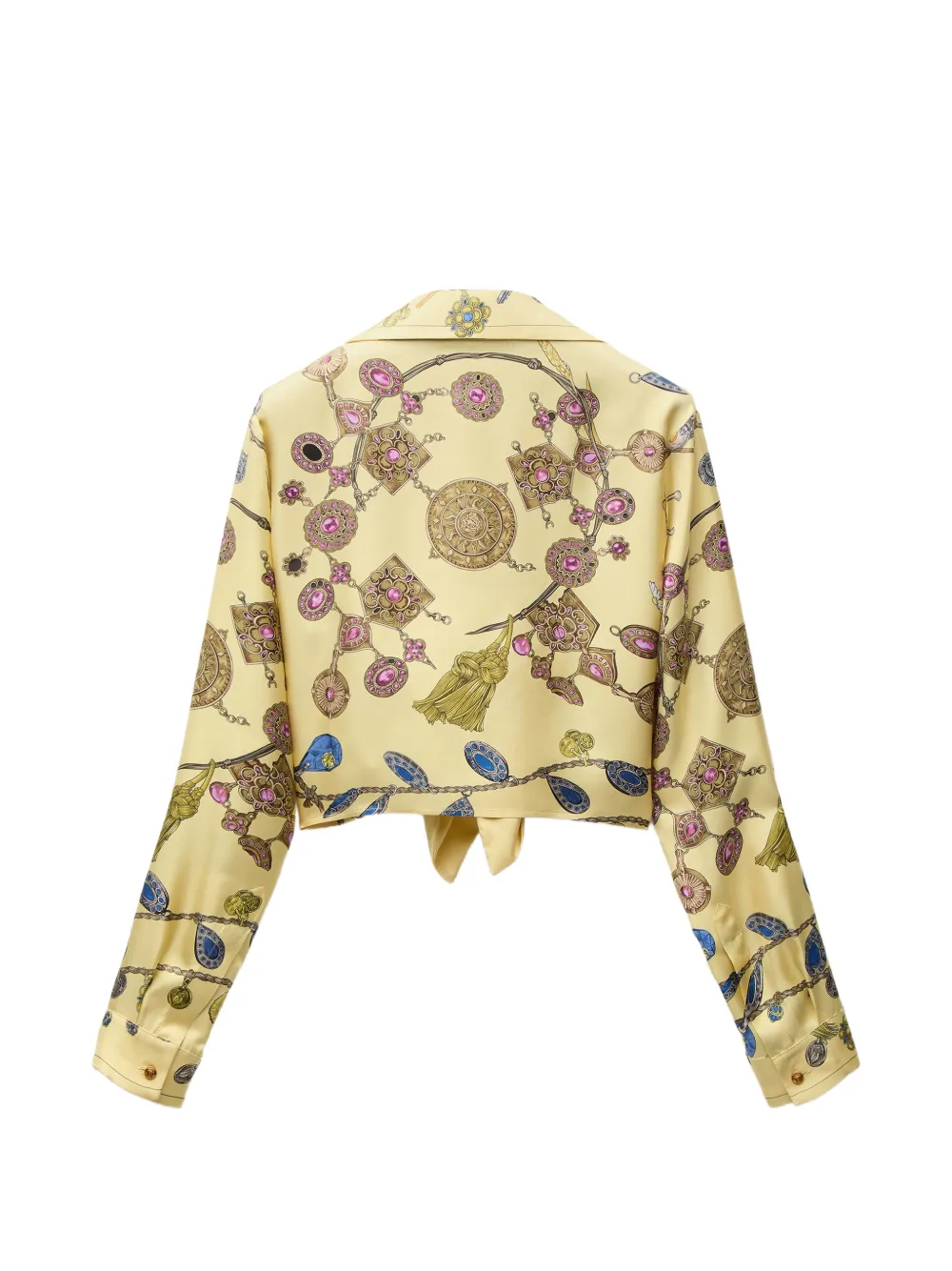 Versace Blouse met gestrikte taille en print Geel