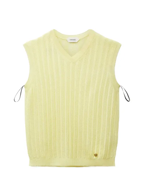 Versace viscose mesh ribbed knit top