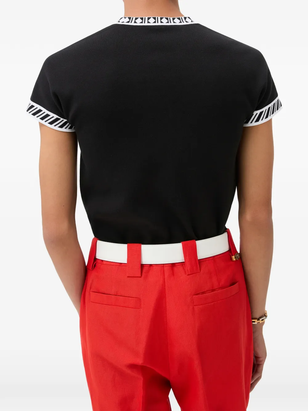 Versace Gebreid katoenen T-shirt Zwart