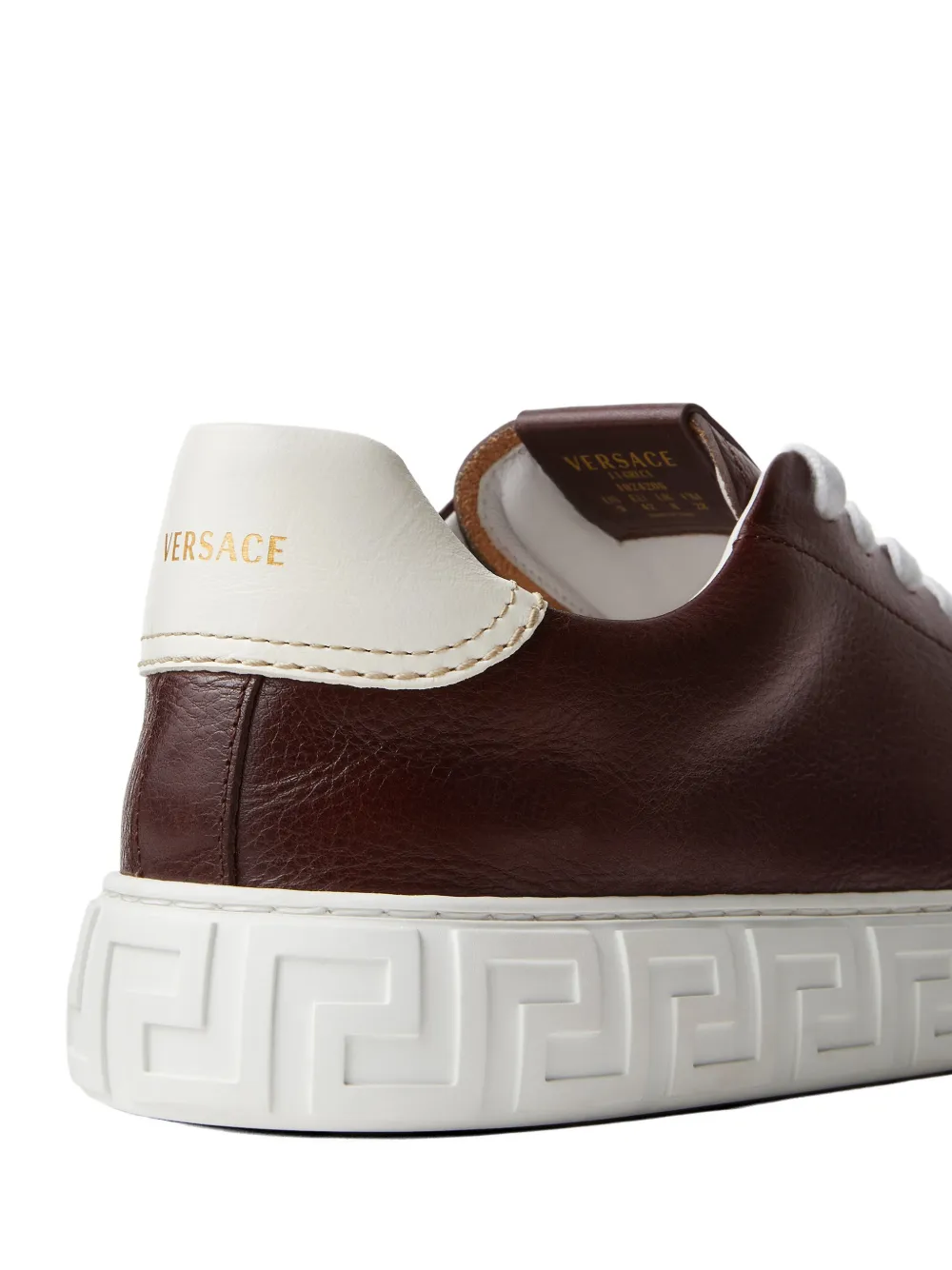 Versace Greca leren sneakers Bruin