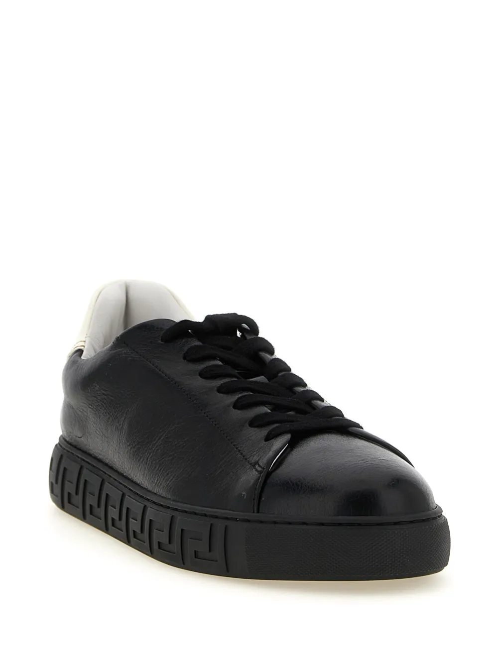 Versace Greca leren sneakers Zwart
