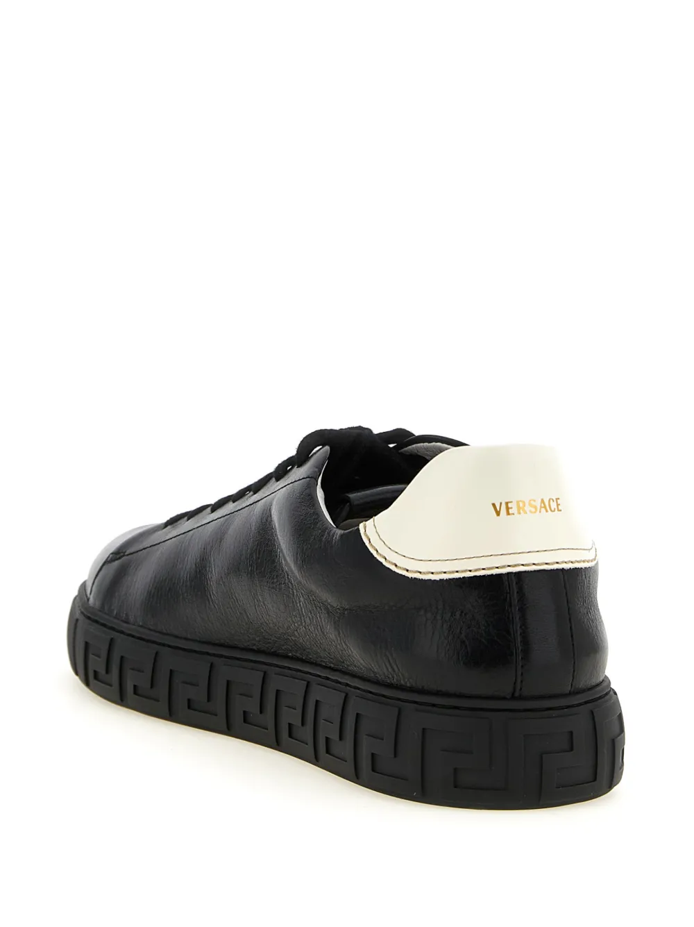 Versace Greca leren sneakers Zwart