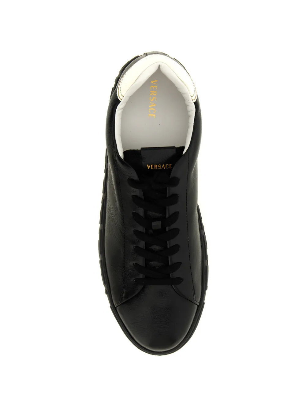 Versace Greca leren sneakers Zwart