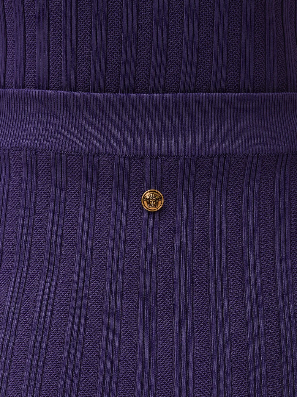 Versace Ribgebreide midi-rok met Medusa-plakkaat Paars