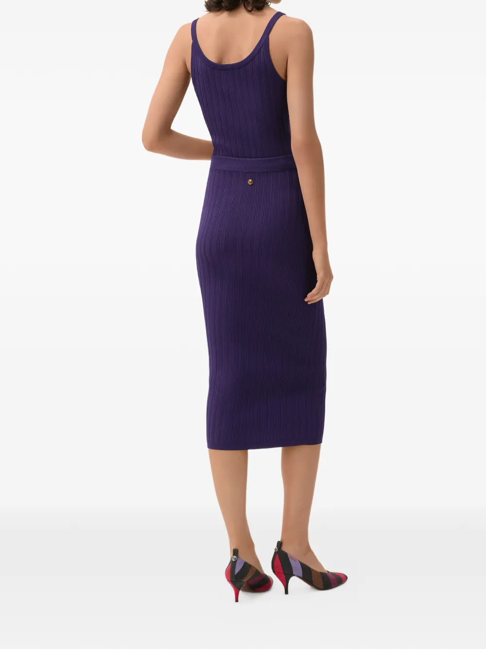 Versace Ribgebreide midi-rok met Medusa-plakkaat Paars