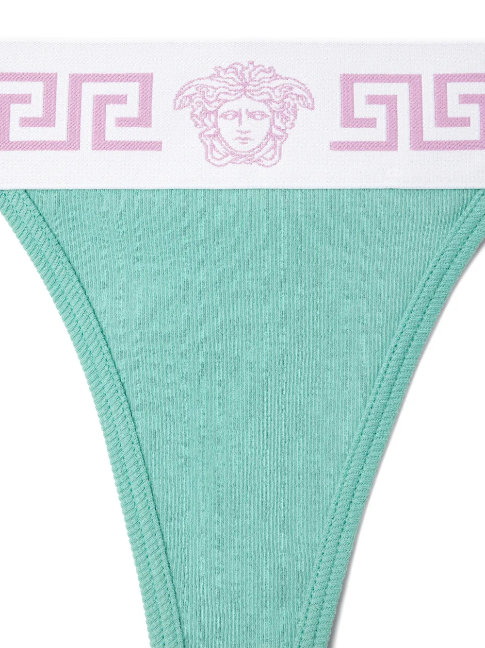 Versace Geribbelde katoenen string Groen