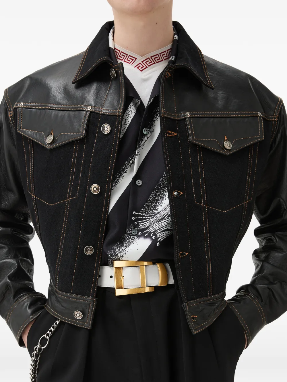 Versace Leren riem (4 cm) Wit