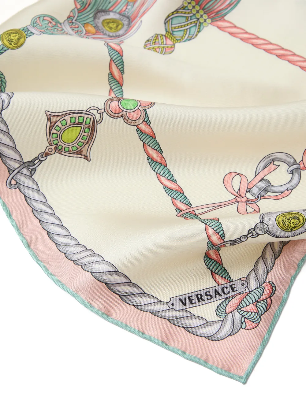 Versace Medusa sjaal met touwprint Beige