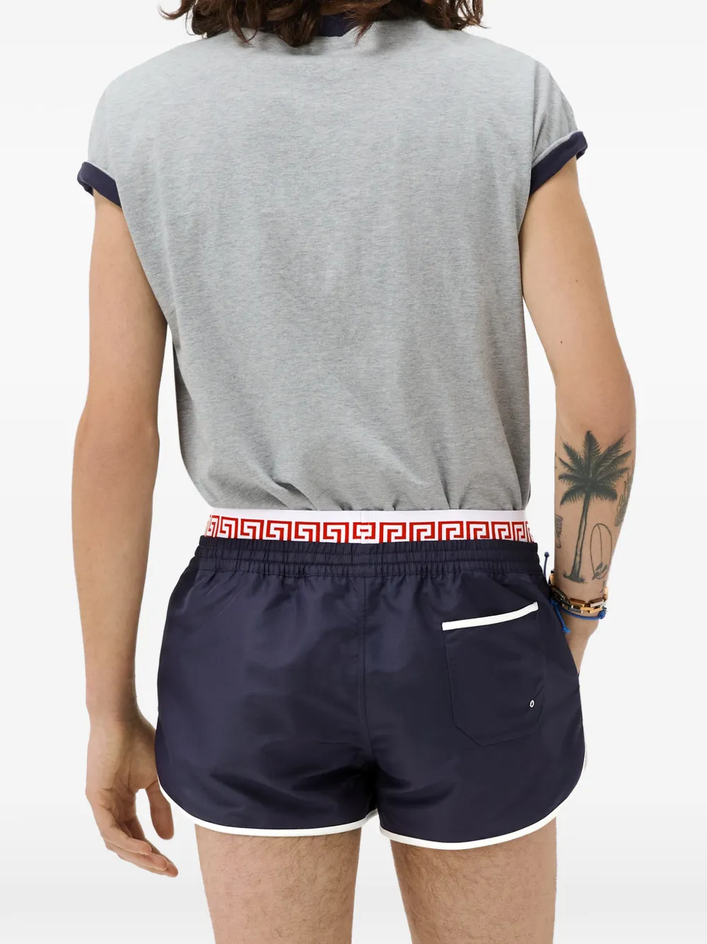 Versace Zwembroek met dubbele tailleband Blauw