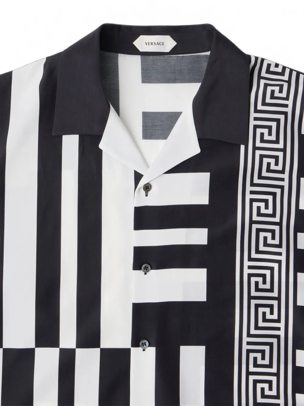 Versace Zijde-katoenen overhemd met print Zwart