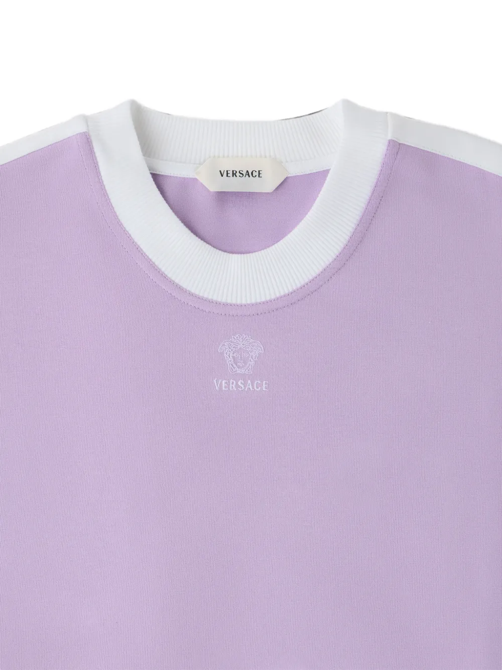 Versace Stretch katoenen-jersey T-shirt met geborduurd logo Paars