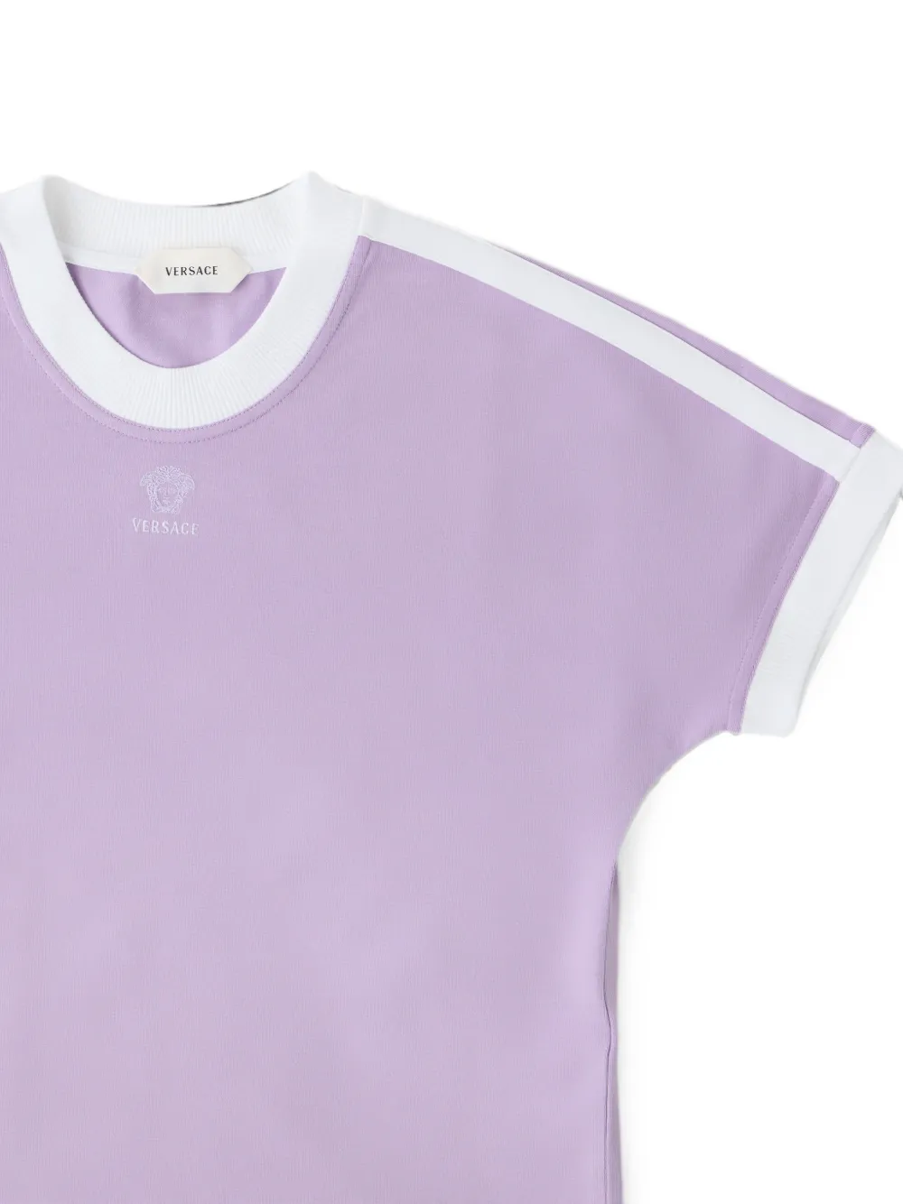 Versace Stretch katoenen-jersey T-shirt met geborduurd logo Paars