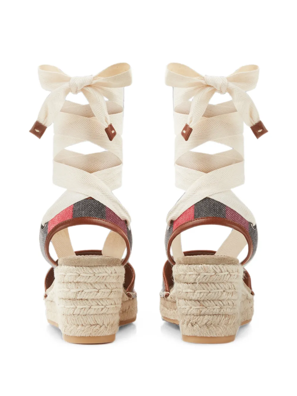 Versace Lola striped denim wedge sandals 65 mm Beige