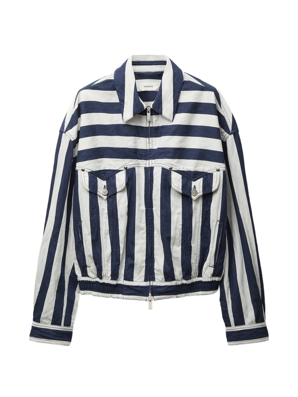Versace striped cotton denim blouson - Blu