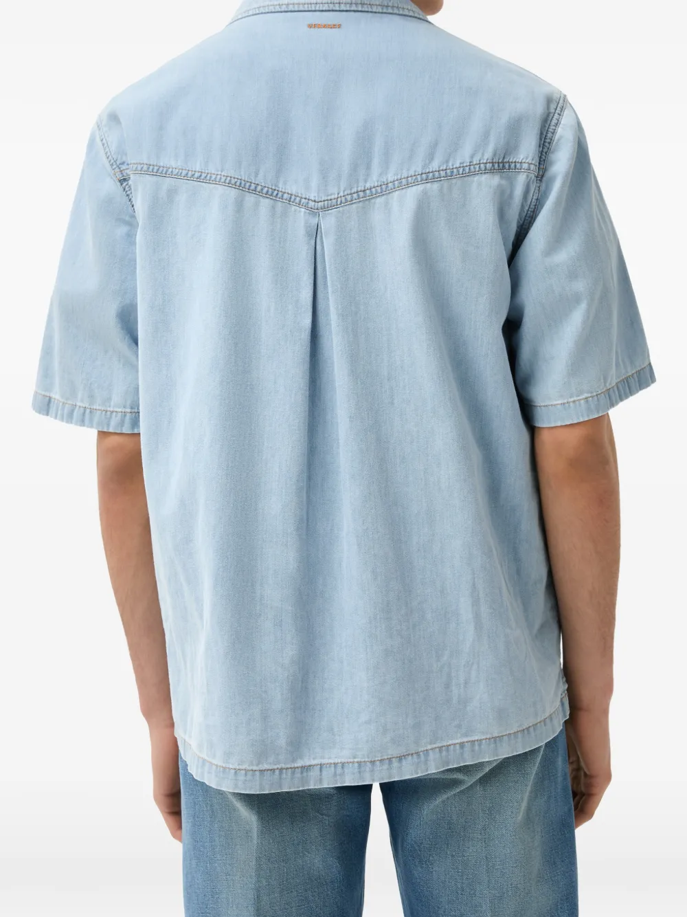 Versace Denim overhemd met geborduurd logo Blauw