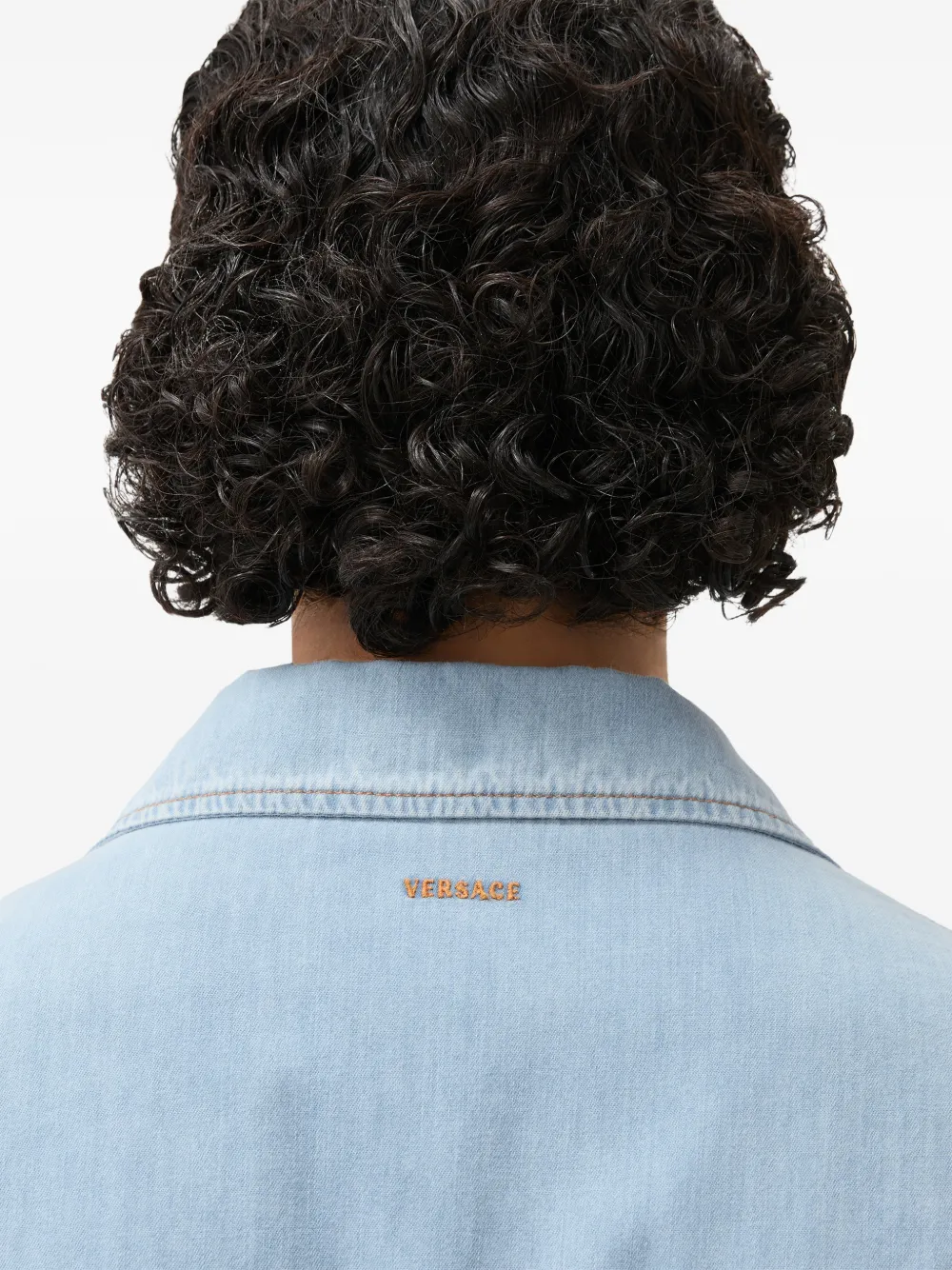 Versace Denim overhemd met geborduurd logo Blauw