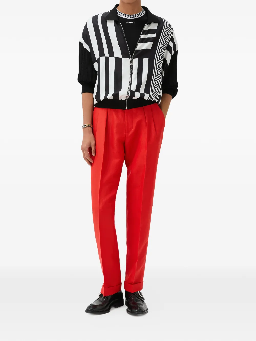 Versace Wol-linnen pantalon Rood