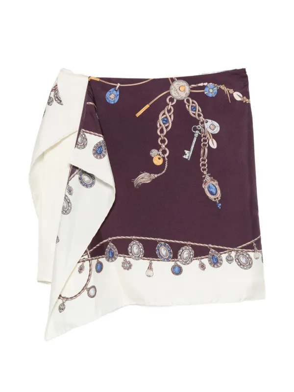 Versace Printed Silk Twill Mini Skirt in White