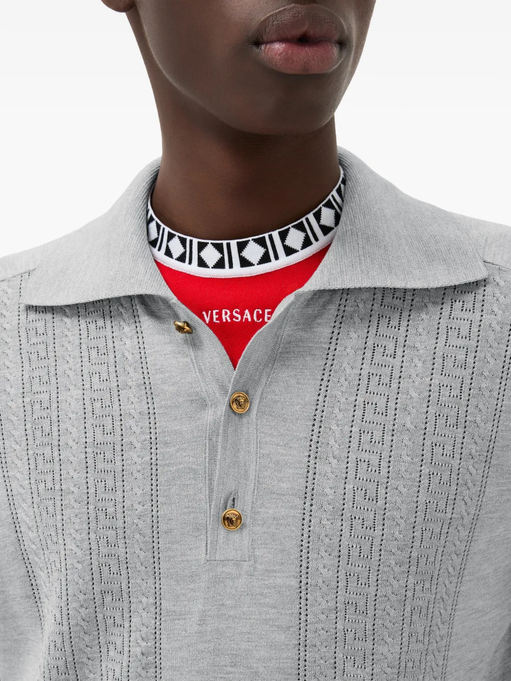 Versace Gebreide polo Grijs