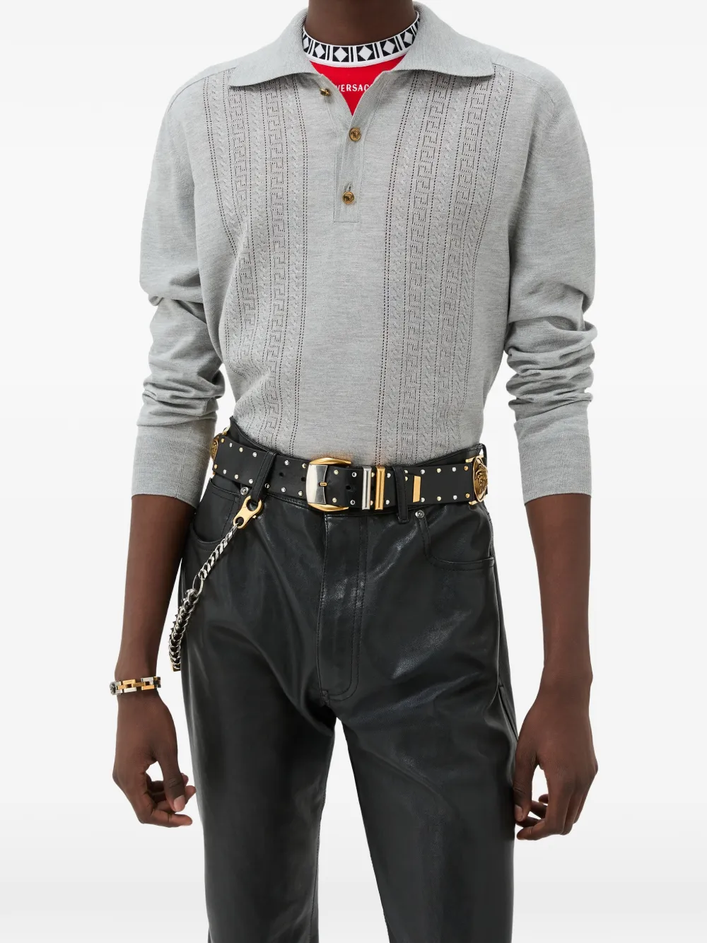 Versace Gebreide polo Grijs
