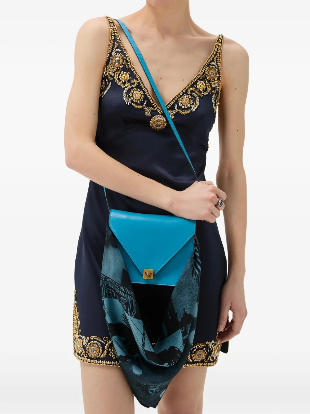 Versace Zijden sjaal-bedel (55 cm) Blauw