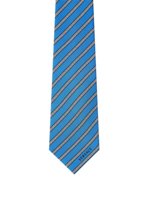 Versace Greca-pattern diagonal-stripe tie