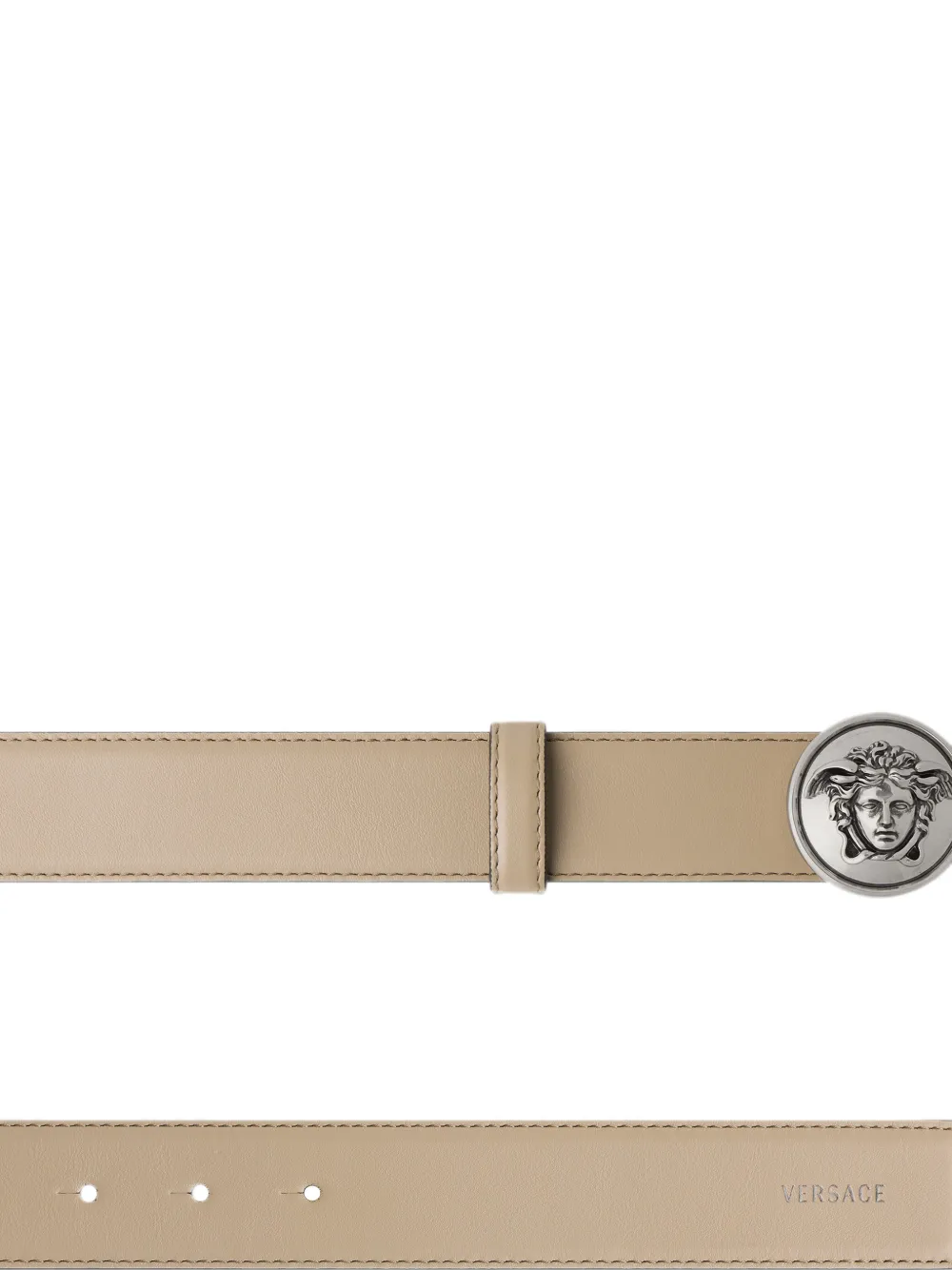 Versace Leren riem (3 5 cm) Beige