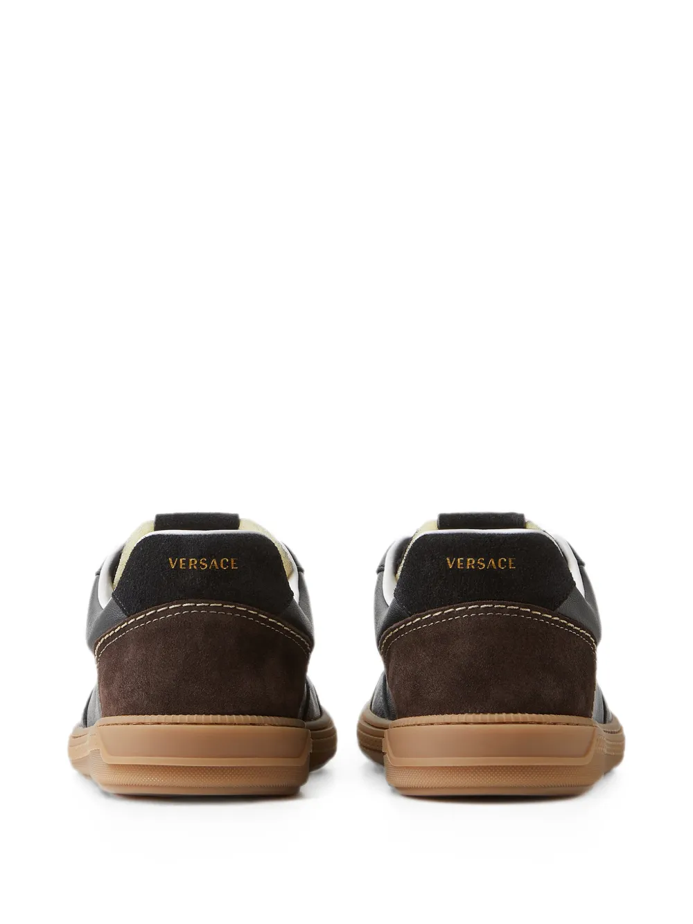 Versace Greca Court nappa en suède sneakers Zwart
