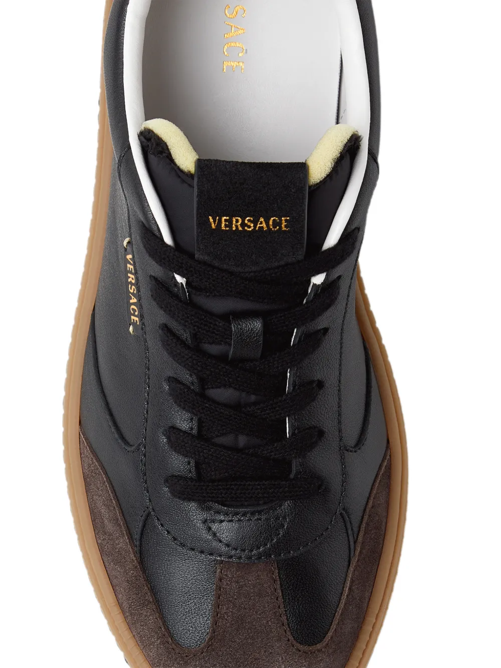 Versace Greca Court nappa en suède sneakers Zwart