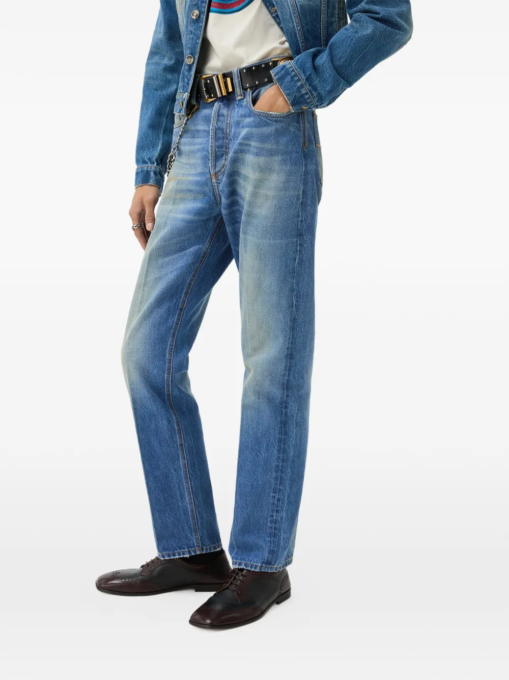 Versace Gerafelde jeans Blauw