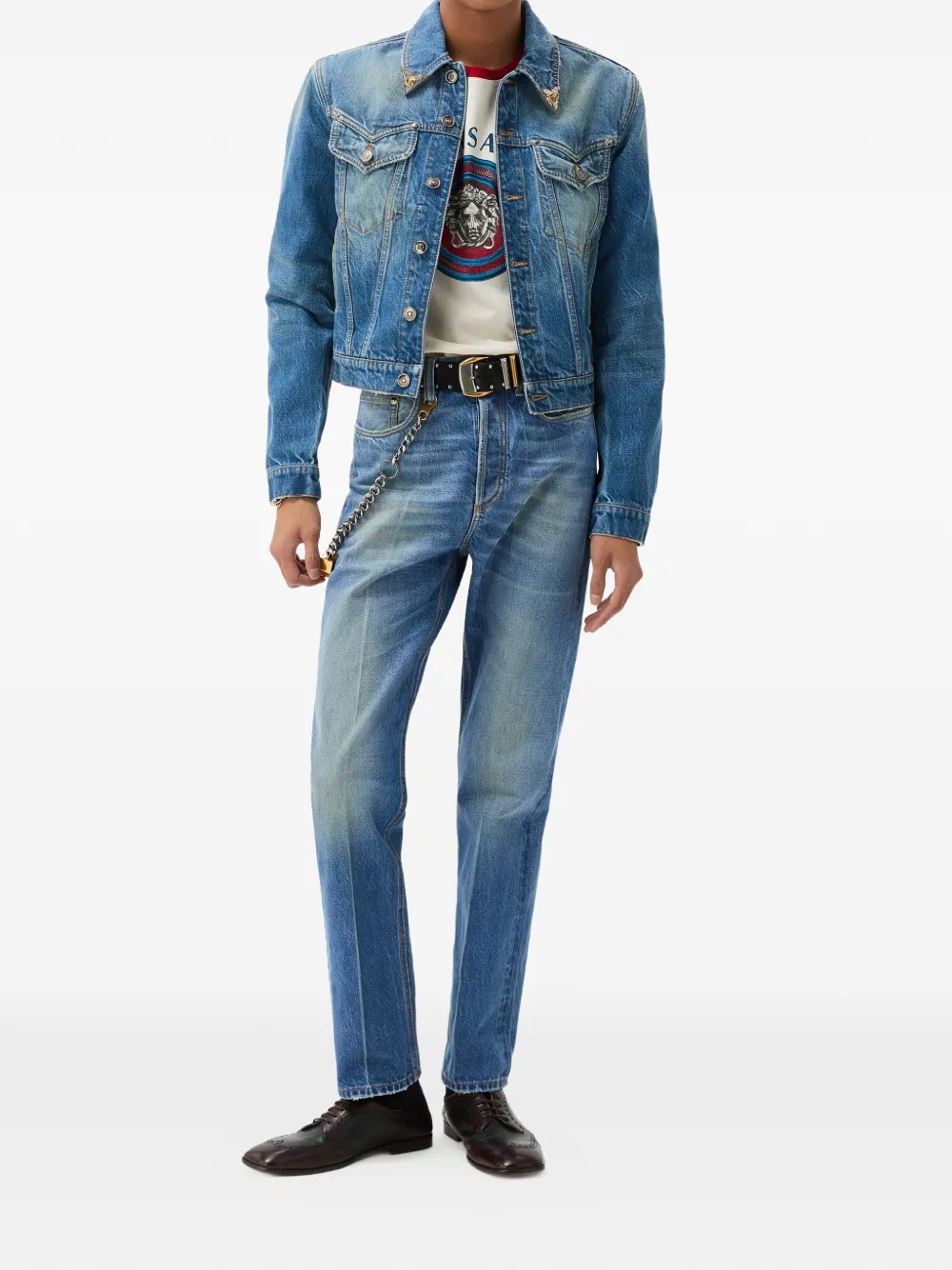Versace Gerafelde jeans Blauw