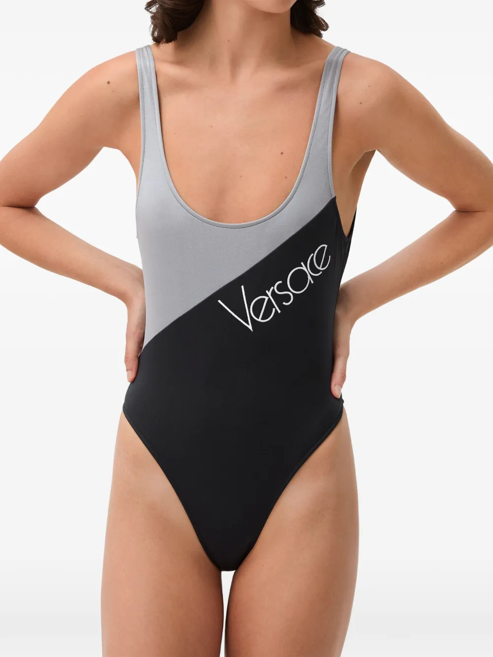 Versace Badpak met geborduurd logo Zwart