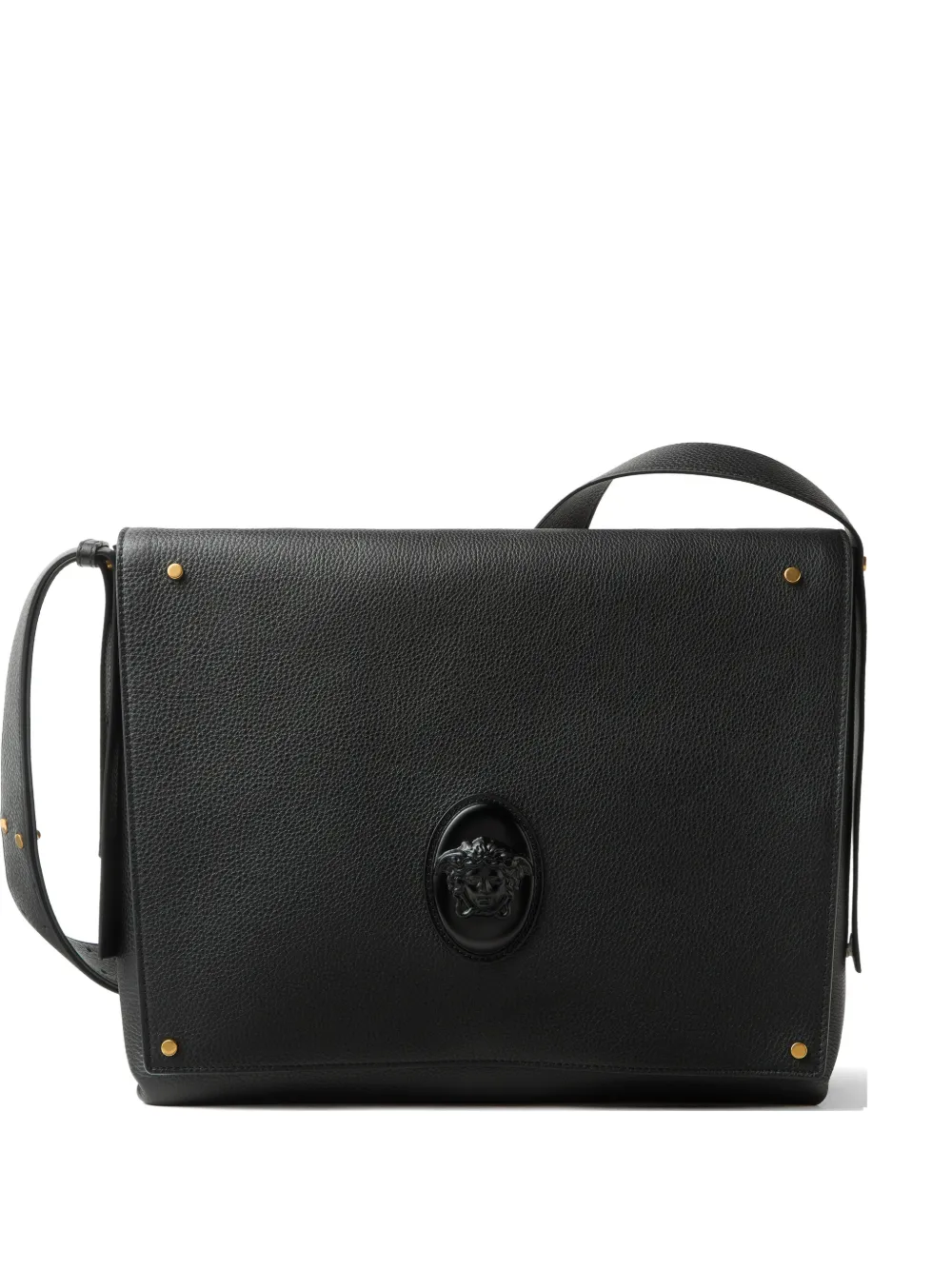Versace Medusa Biggie leather messenger bag - Nero