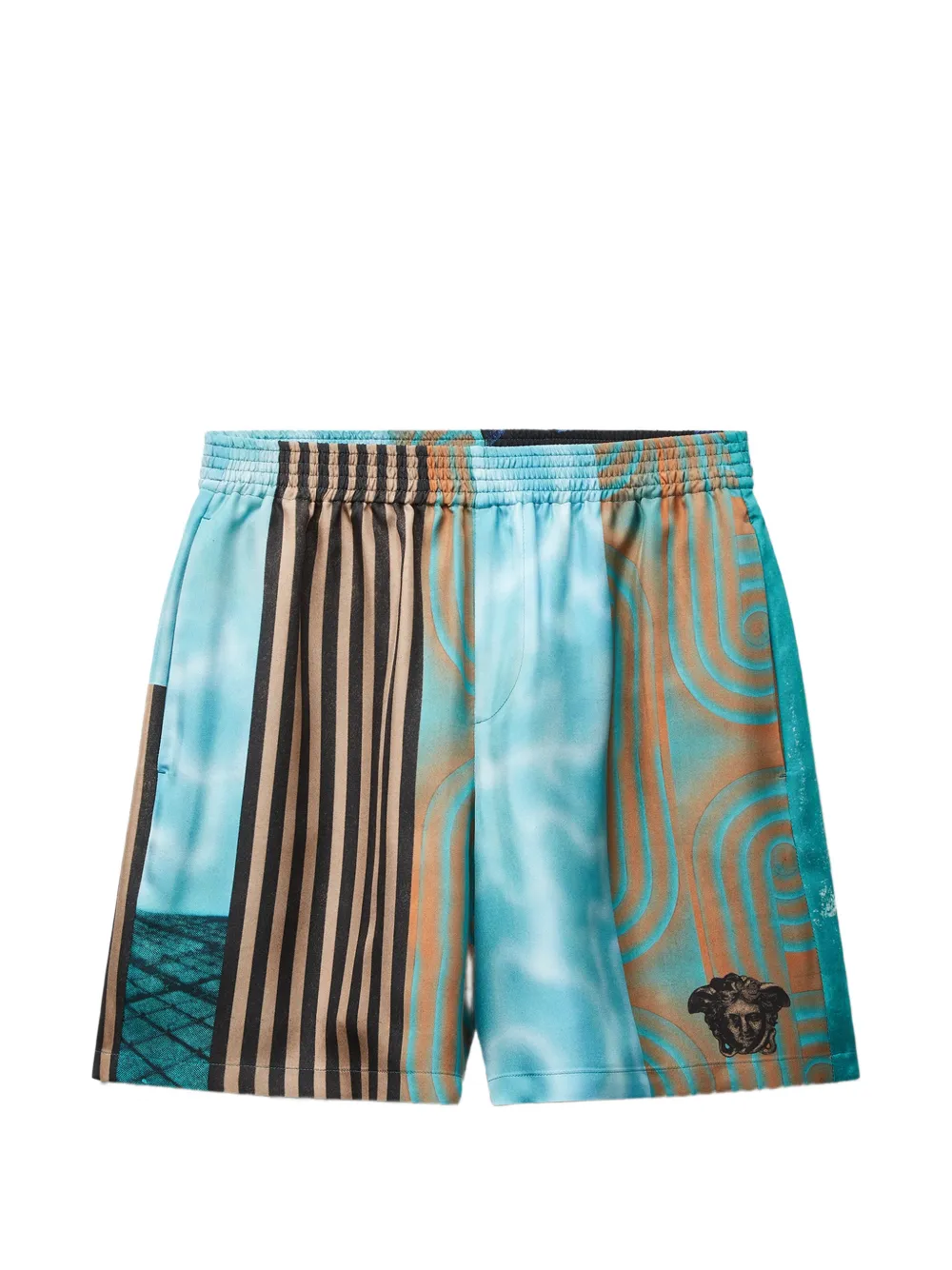 Versace printed silk twill shorts - Blu