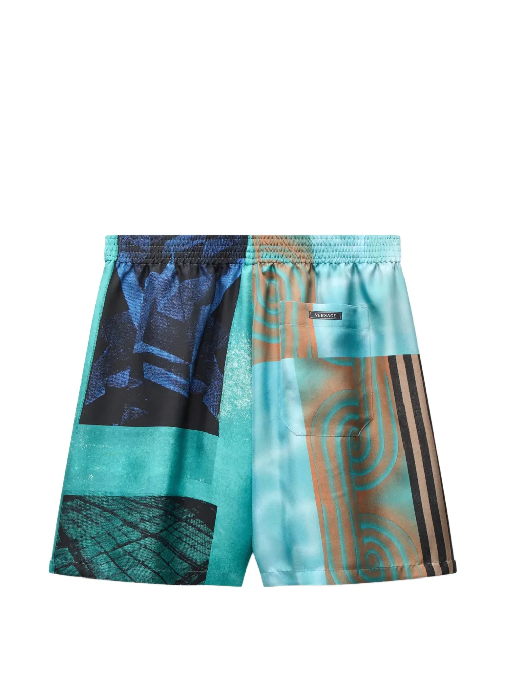 Versace Zijden twill shorts met print Blauw